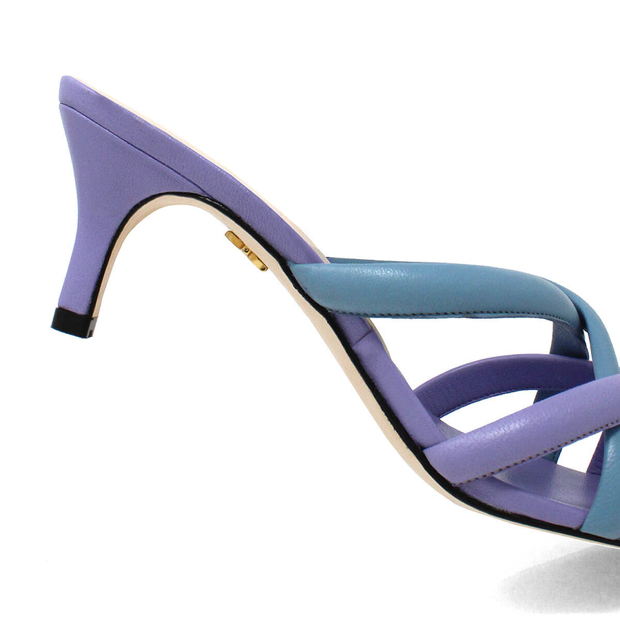 ALDA 60 - Lilac and Blue Regina Romero Low Heel Sandal Slipper Shoe for Women in Leather