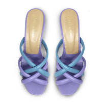 ALDA 60 - Lilac and Blue Regina Romero Low Heel Sandal Slipper Shoe for Women in Leather