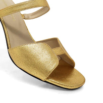 VEGA 60 - Oro Regina Romero Zapato Sandalia Zapatilla Tacon Bajo Para Dama en Piel