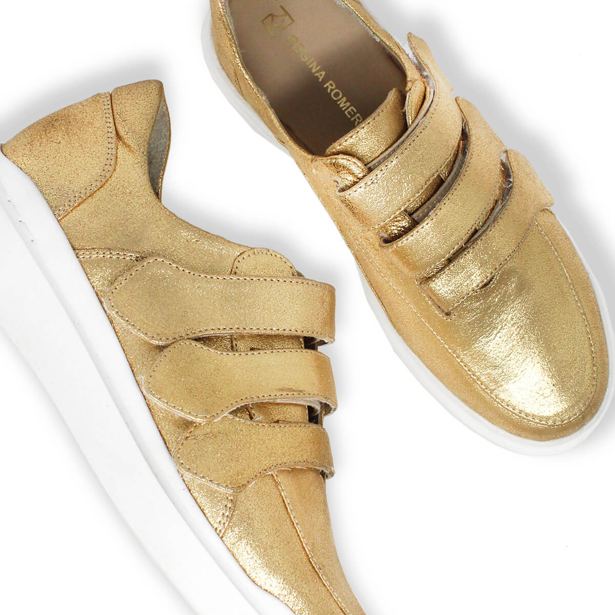 SONIC 35 - Gold Regina Romero Urban Sport Tennis Shoe for Women in Leather