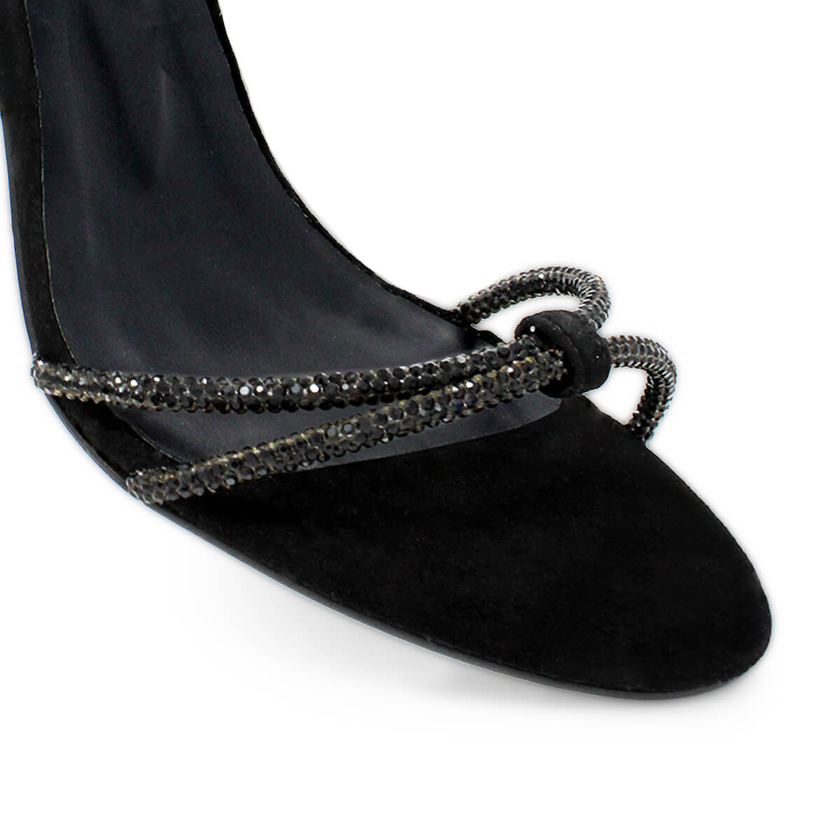 ELOISE 85 GLAM - Black Suede Regina Romero High Heel Sandal Slipper Shoe for Women in Leather