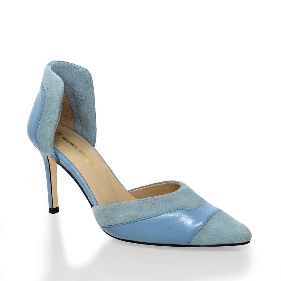 RANIA 75 - Azul Claro Regina Romero Zapato Zapatilla Tacon Alto Para Dama en Piel