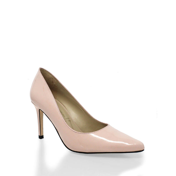 Zapatillas Regina Pump 75 Regina Romero en piel color champagne ros�, tacon alto