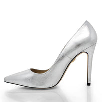REGINA PUMP 105 - Plata Regina Romero Zapato Zapatilla Tacon Alto Para Dama en Piel