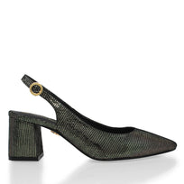 TANIA 50 - Negro Inox Regina Romero Zapato Zapatilla Tacon Bajo Para Dama en Piel