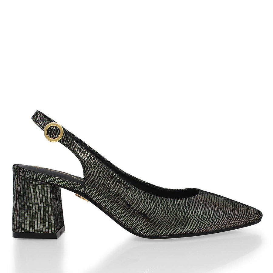 TANIA 50 - Negro Inox Regina Romero Zapato Zapatilla Tacon Bajo Para Dama en Piel