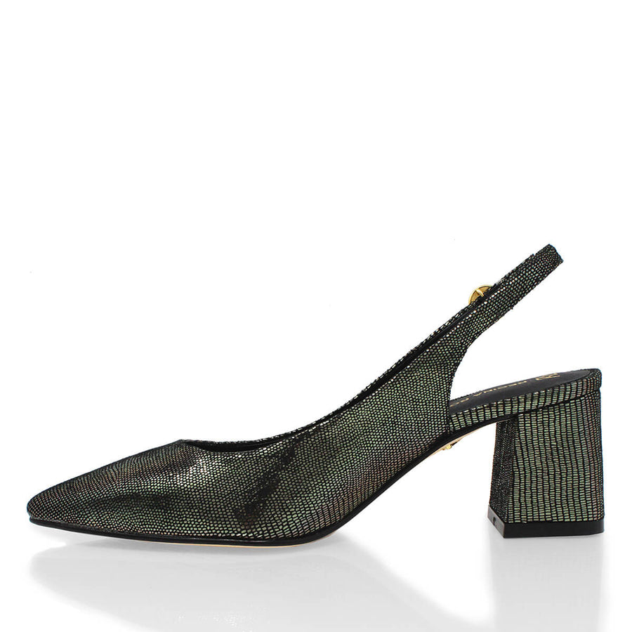 TANIA 50 - Negro Inox Regina Romero Zapato Zapatilla Tacon Bajo Para Dama en Piel