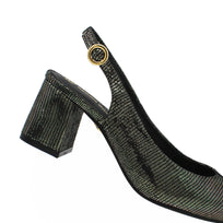 TANIA 50 - Negro Inox Regina Romero Zapato Zapatilla Tacon Bajo Para Dama en Piel