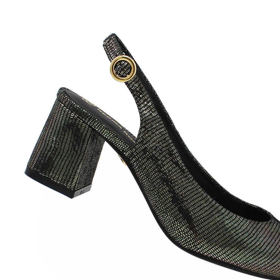 TANIA 50 - Negro Inox Regina Romero Zapato Zapatilla Tacon Bajo Para Dama en Piel