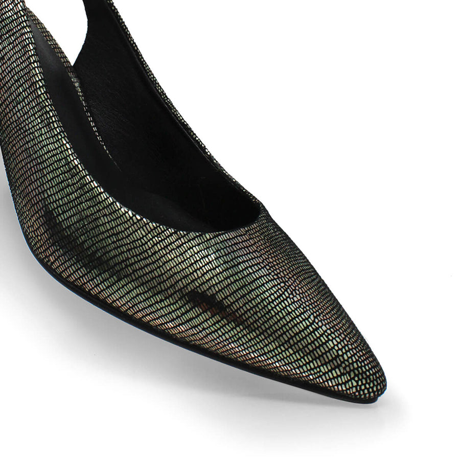 TANIA 50 - Negro Inox Regina Romero Zapato Zapatilla Tacon Bajo Para Dama en Piel