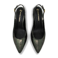 TANIA 50 - Negro Inox Regina Romero Zapato Zapatilla Tacon Bajo Para Dama en Piel