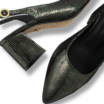 TANIA 50 - Negro Inox Regina Romero Zapato Zapatilla Tacon Bajo Para Dama en Piel