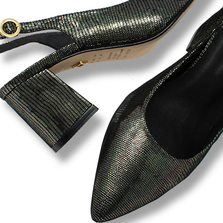 TANIA 50 - Negro Inox Regina Romero Zapato Zapatilla Tacon Bajo Para Dama en Piel