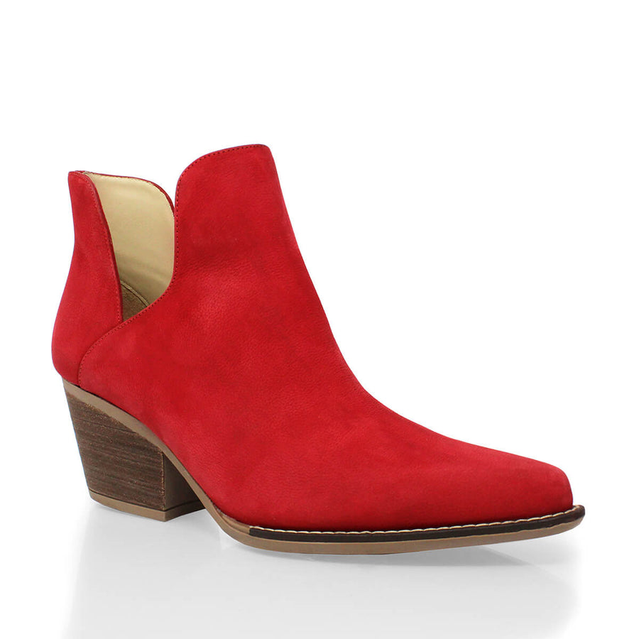 ISSA 60 - Rojo Regina Romero Zapato Bota Botin Tacon Bajo Para Dama en Piel