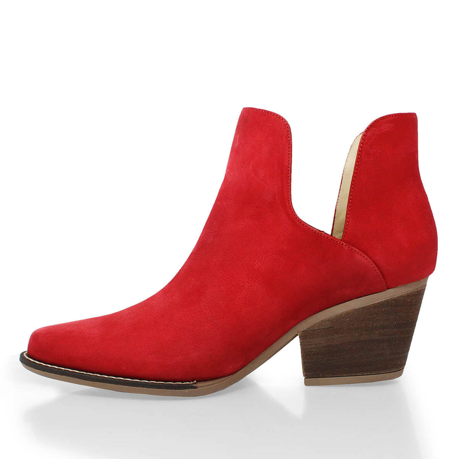 ISSA 60 - Rojo Regina Romero Zapato Bota Botin Tacon Bajo Para Dama en Piel