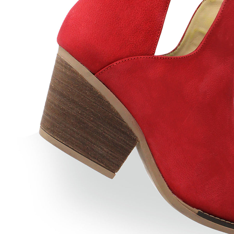 ISSA 60 - Rojo Regina Romero Zapato Bota Botin Tacon Bajo Para Dama en Piel