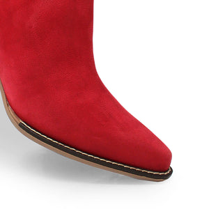 ISSA 60 - Rojo Regina Romero Zapato Bota Botin Tacon Bajo Para Dama en Piel