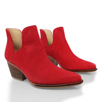 ISSA 60 - Rojo Regina Romero Zapato Bota Botin Tacon Bajo Para Dama en Piel