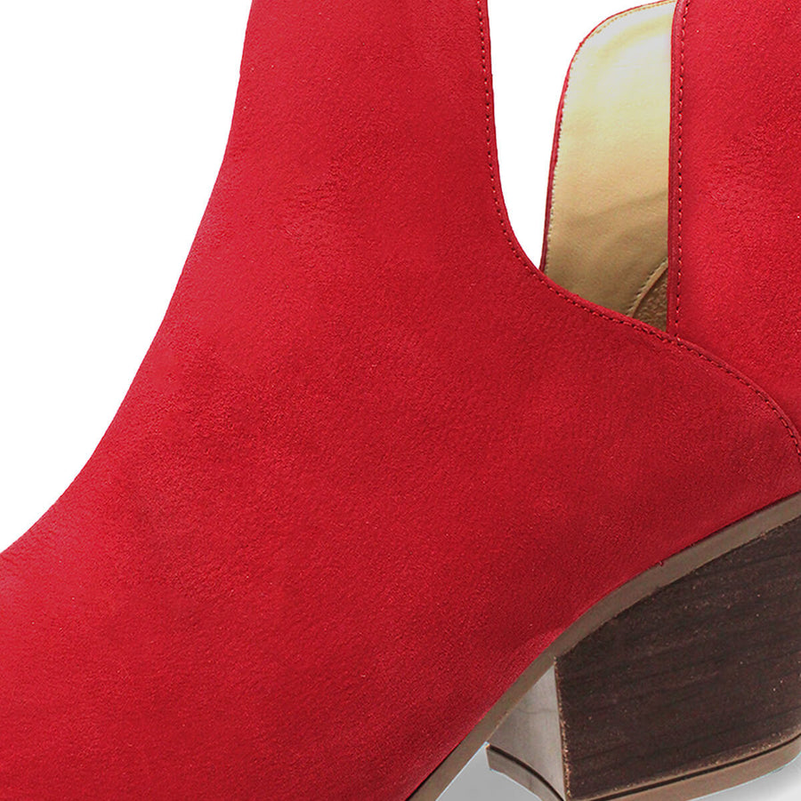 ISSA 60 - Rojo Regina Romero Zapato Bota Botin Tacon Bajo Para Dama en Piel