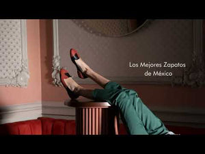 CAROLA - Negro y Terracota Regina Romero Zapato Flat Balerina de Piso para Dama en Piel