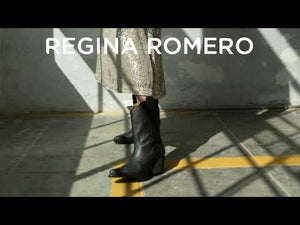 BAILEY 60 - Gamuza Negro Regina Romero Zapato Bota Botin Tacon Bajo Para Dama en Piel