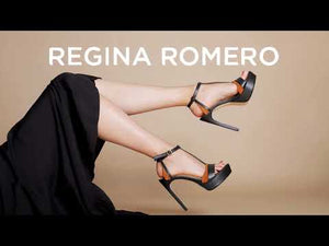 PITA 125 - Negro y Terracota Regina Romero Zapato Sandalia Plataforma Tacon Alto Para Dama en Piel