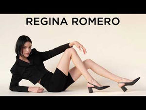 TANIA 50 - Lizard Negro Regina Romero Zapato Zapatilla Tacon Bajo Para Dama en Piel
