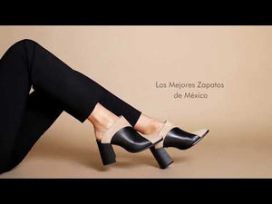 DIDI 75 - Negro y Chai Regina Romero Zapato Bota Botin Mule Tacon Alto para Dama en Piel
