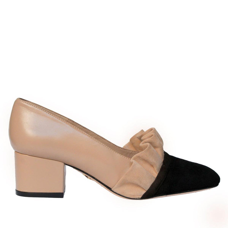 Zapatillas FLORENCIA 40 Regina Romero en piel color beige y negro, tacón bajo