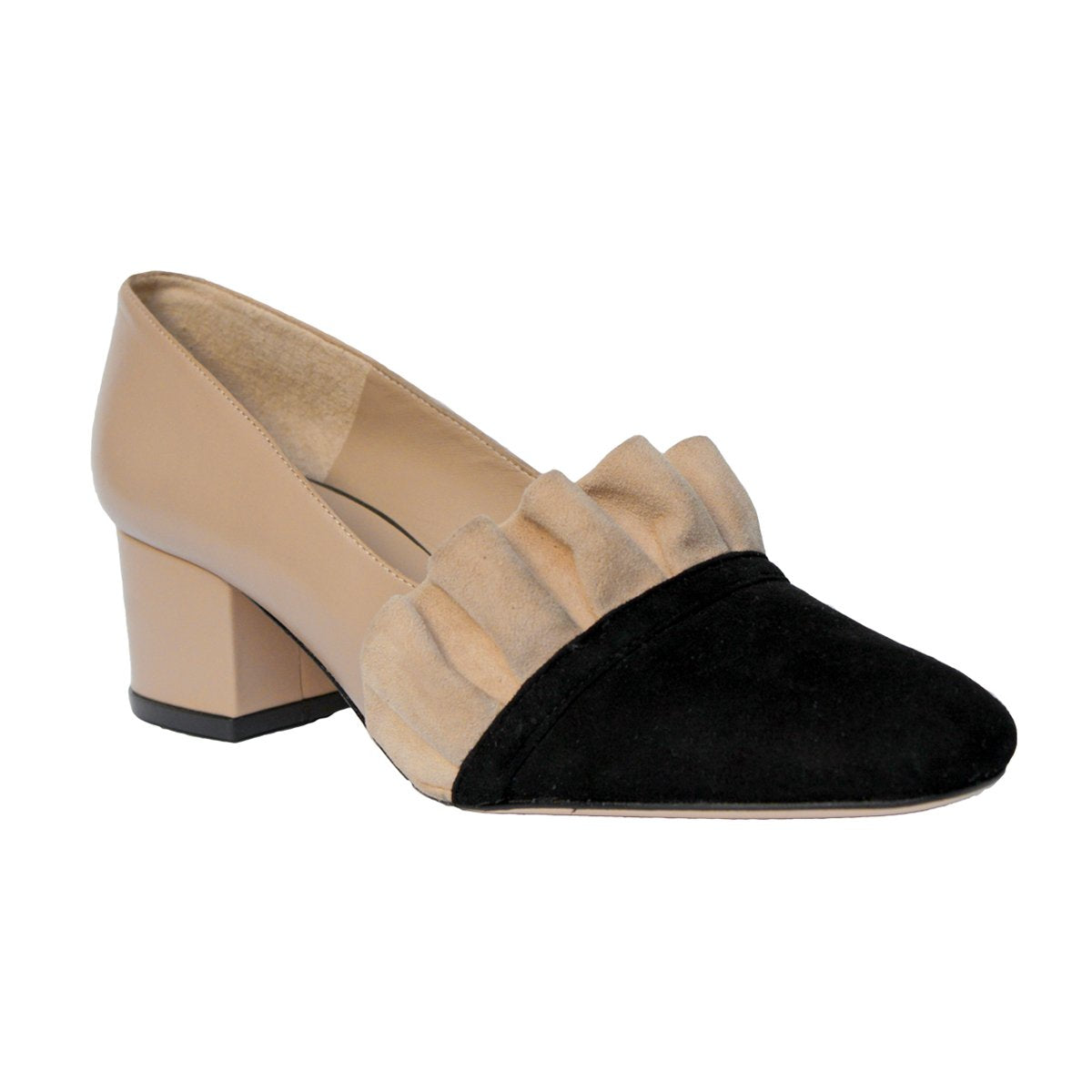 Zapatillas FLORENCIA 40 Regina Romero en piel color beige y negro, tacón bajo