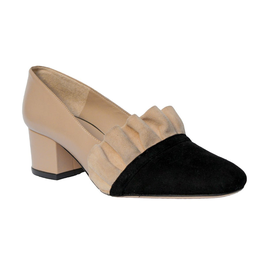 Zapatillas FLORENCIA 40 Regina Romero en piel color beige y negro, tacón bajo