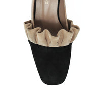 Zapatillas FLORENCIA 40 Regina Romero en piel color beige y negro, tacón bajo
