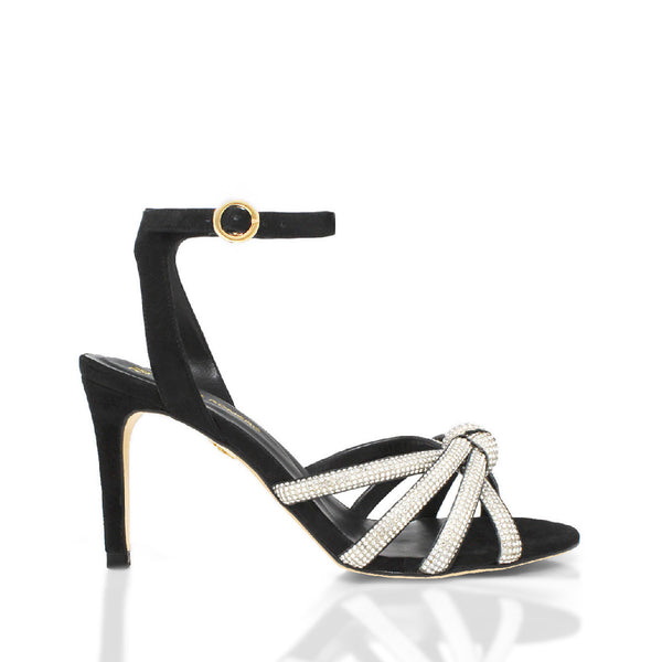 Sandalias Martina 85 Glam Regina Romero en piel color ante negro, tacon alto